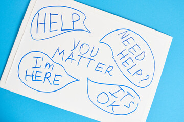 motivational phrases by marker on white board, handwritten text, mental health concept