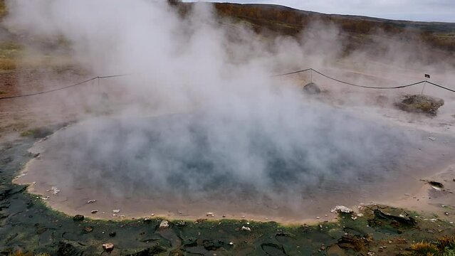 Namafjall Hverir wild geothermal area in Iceland. geothermal iceland geyser.