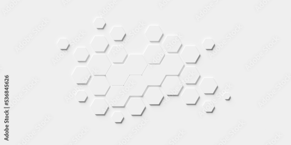 Poster modern minimal white beveled honeycomb hexagon geometrical pattern island fading out on the edges on