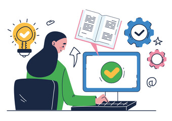 Online home school study education student university learning training abstract concept. Vector graphic design illustration