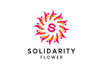 Powerful charity or solidarity logo design with flower concept