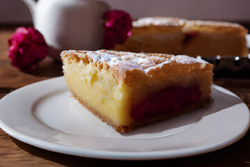 bakewell tart, baked food item, a sweet and sugary dessert