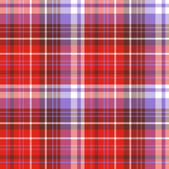Seamless pattern in simple red, brown, white and violet colors for plaid, fabric, textile, clothes, tablecloth and other things. Vector image.