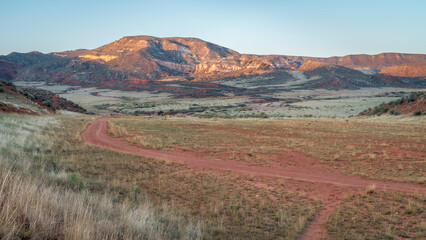 October sunset over Red Mountain Open Space in northern Colorado as seen from K-Lynn Cameron Trail