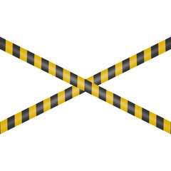 Vector Black and Yellow Warning, Danger Stop Tape Isolated on White Background. Crossed Danger, Caution Tape Sign, Fencing, Warning, Prohibition Design Template