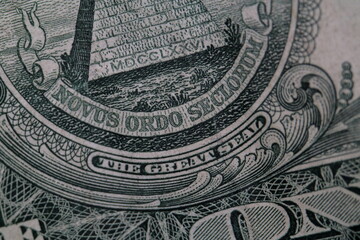 One dollar bill great seal pyramid detail close up