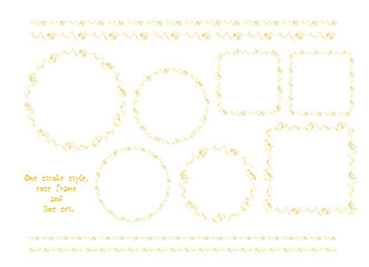 一筆書き風バラ（金色）