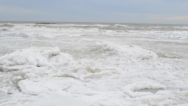 White ice and sea. The frozen sea