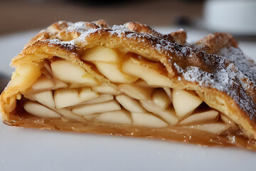 a picture of apple strudel, healthy dessert, baked food, sweet and sugary