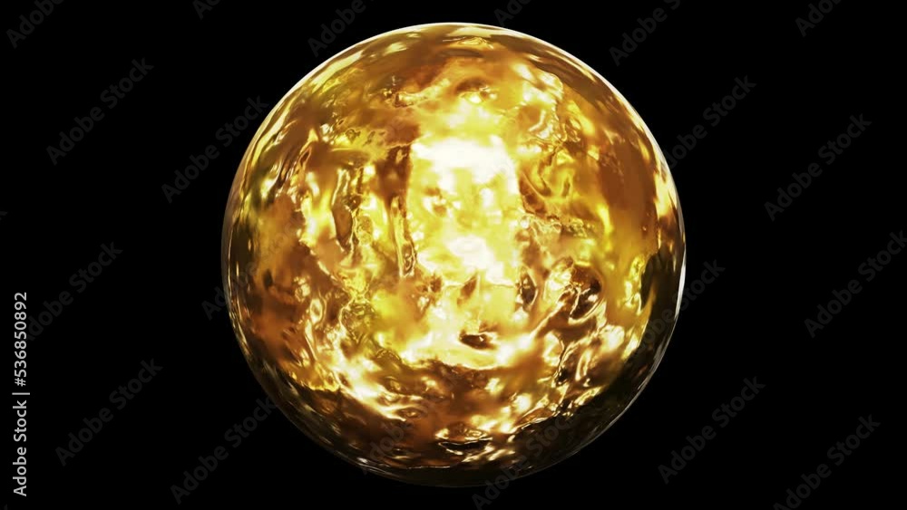 Aufkleber realistic looping 3d animation of the spinning pure gold sphere rendered in uhd with alpha matte