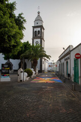 Lanzarote, Spain. June 18, 2022: Photograph of salt carpets, celebration of Corpus Christi Arrecife...