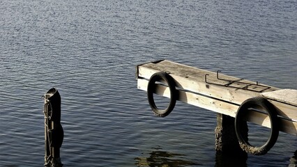 rustic wooden dock on the water
