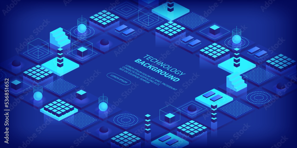 Poster technologies background concept. abstract futuristic cubes design and different geometric shapes. di