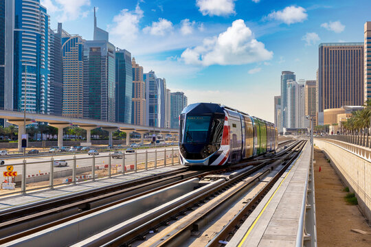 New modern tram in Dubai
