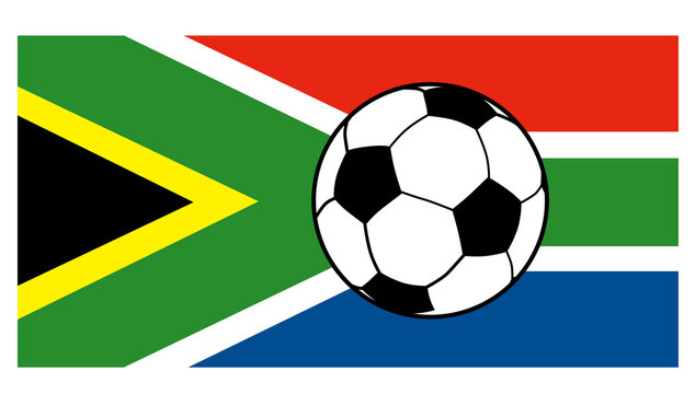 illustration of an icon showing flag of republic of south africa with soccer football ball