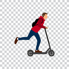 Scooter with male driver, isolated vector illustration.