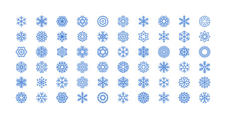 Snowflakes, crystals. Elements for decorating Christmas and winter.