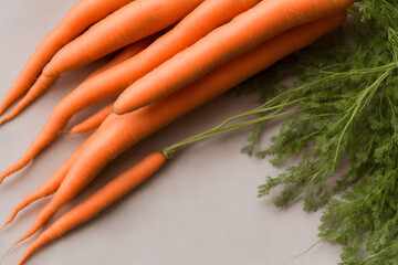 bunch of fresh carrots, a healthy natural vegetable, green produce