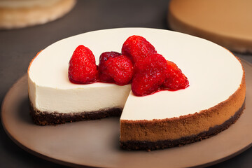 picture of cheesecake, a sweet and sugary baked food, yummy high calorie meal