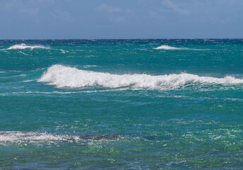 Seascapes of waves at Turtle Bay in Oahu, Hawaii.
