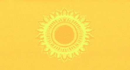 Folk yellow sunflower pattern. Peace symbol, Stop the war. Support Ukraine