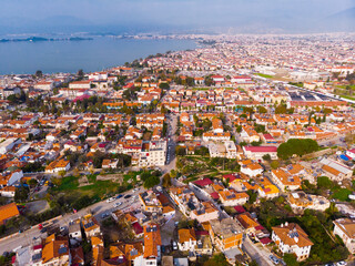 Flying over the city Fethiye. Turkey