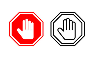 Obraz premium Stop icon vector for web and mobile app. stop road sign. hand stop sign and symbol. Do not enter stop red sign with hand