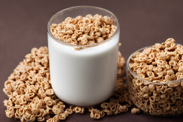 cereal and milk, a healthy breakfast food, good nutrition staple food item