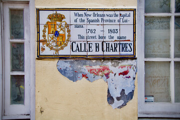 Photo of old Caille D Chartres street sign in New Orleans. 