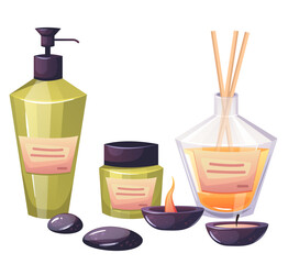 Skincare spa product cream organic bottle graphic design illustration
