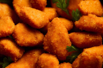 picture of chicken nuggets, made of processed meat, a tasty fast food, savory