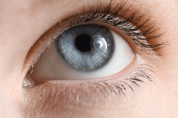 Young woman with blue eyes, closeup