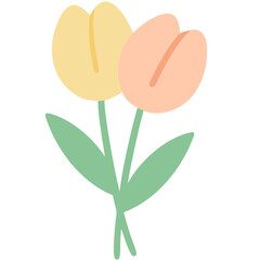 Cute Tulip Flower Doodle Element for Decoration