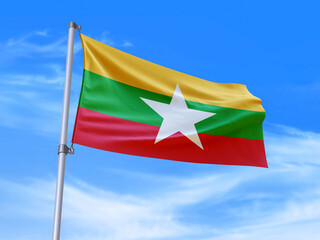 Myanmar flag waving in the wind