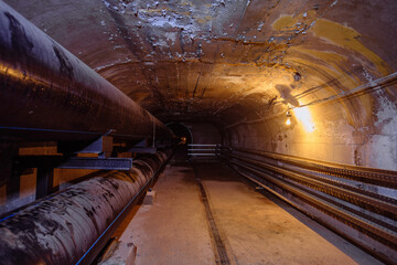Vaulted concrete underground tunnel of sewer, heating duct or water supply system
