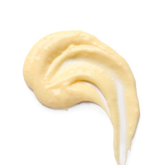 Smear of tasty vanilla pudding isolated on white background
