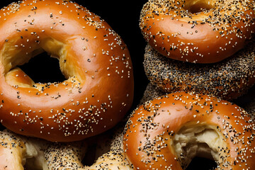 picture of tasty bagels, baked food item, a fast food for breakfast