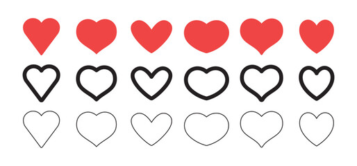 Hearts icon collection. Valentine's day heart symbol.