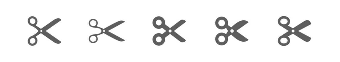 Scissors vector icon set. Pictogram of scissor. Symbol of cutting.
