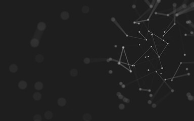 Abstract background. Molecules technology with polygonal shapes, connecting dots and lines. Connection structure. Big data visualization.