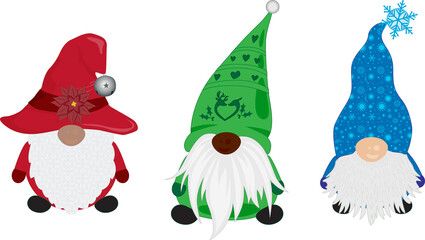 A trio of diverse Christmas Gnomes