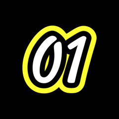 Simple Number 01 With Typography Logo