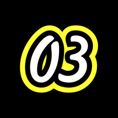 Obraz premium Simple Number 03 With Typography Logo