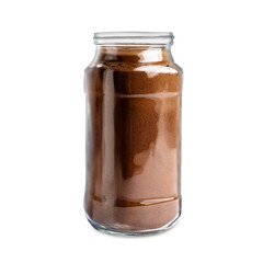 Glass jar of instant coffee isolated on white