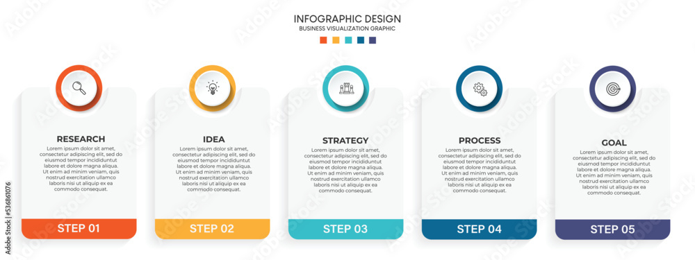 Leinwandbilder steps business data visualization timeline process infographic template design with icons