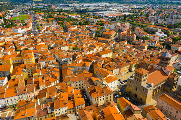 Fototapeta na wymiar Aerial view of Issoire city in the Auvergne region of France