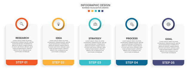 Steps business data visualization timeline process infographic template design with icons