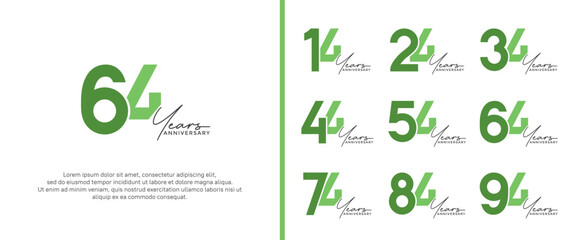 set of anniversary logo green color on white background for celebration moment
