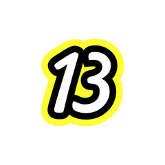 Simple Number 13 With Typography Logo