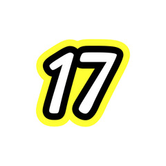 Simple Number 17 With Typography Logo